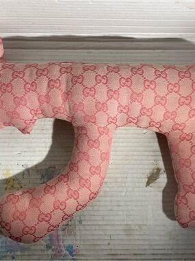 Gucci Pink GG Jacquard Draco Plush Accent Pillow